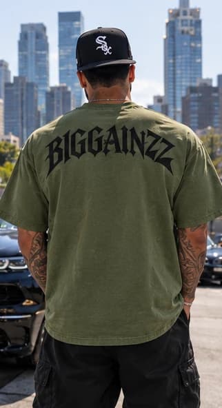 BIGGAINZZ No Dayz Off Tee (Olive), by day