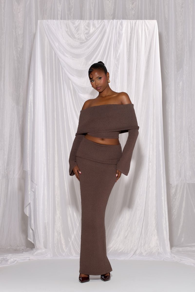 YASMIN BOUCLE KNIT CO-ORD | CHOCOLATE - Image 2