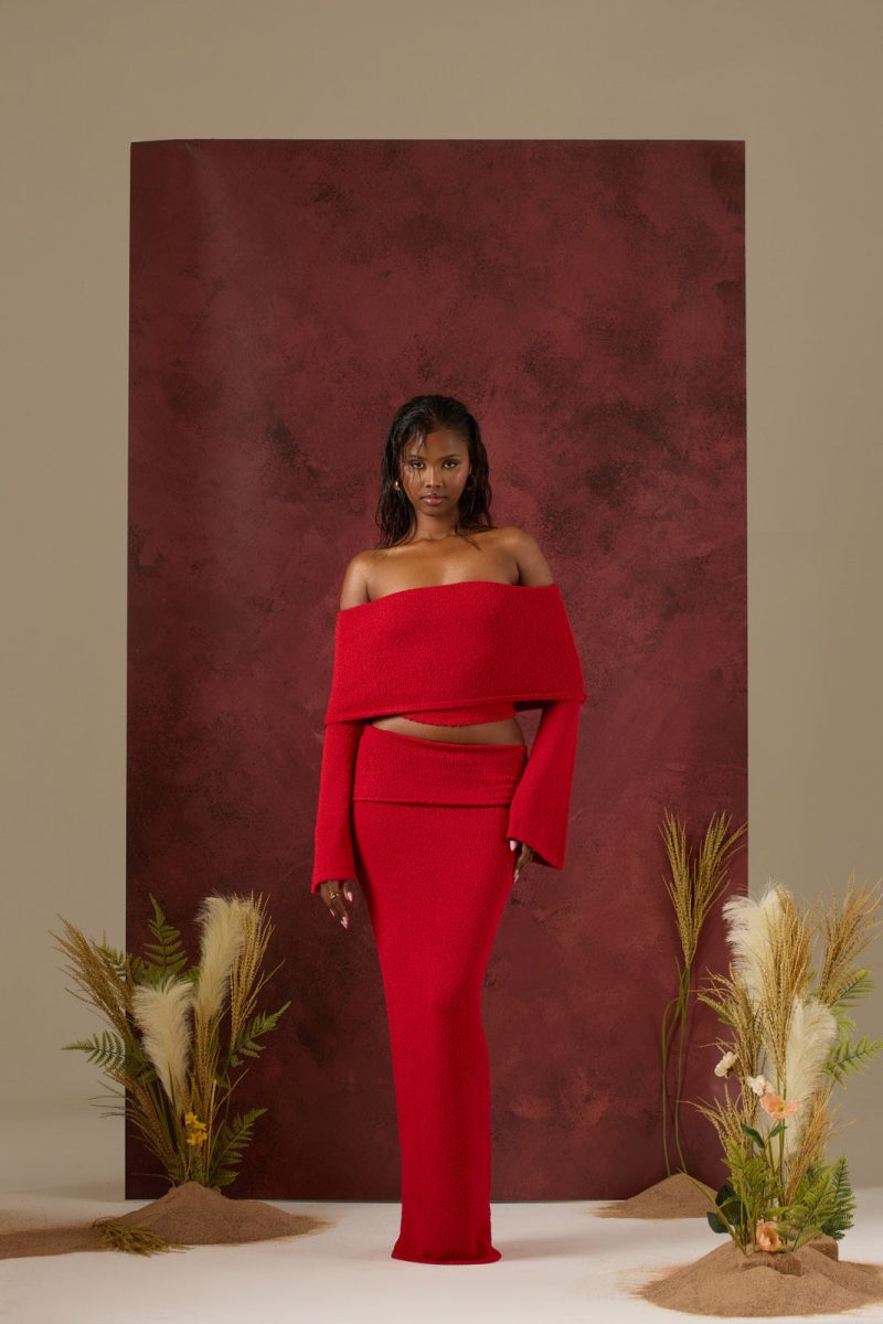 YASMIN BOUCLE KNIT CO-ORD | RED - Image 5