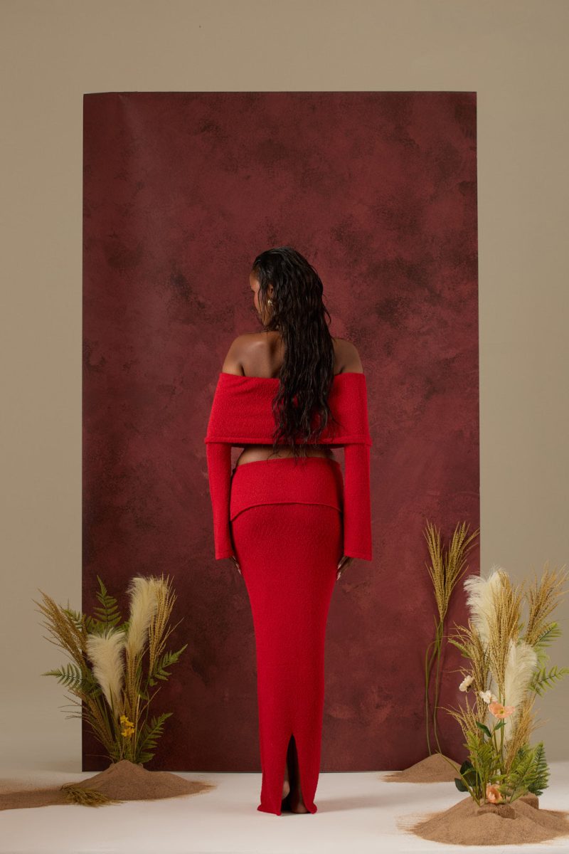 YASMIN BOUCLE KNIT CO-ORD | RED - Image 3