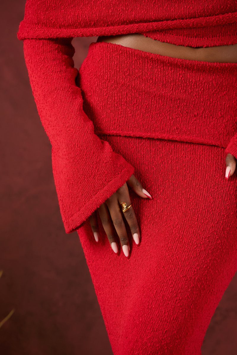 YASMIN BOUCLE KNIT CO-ORD | RED - Image 8