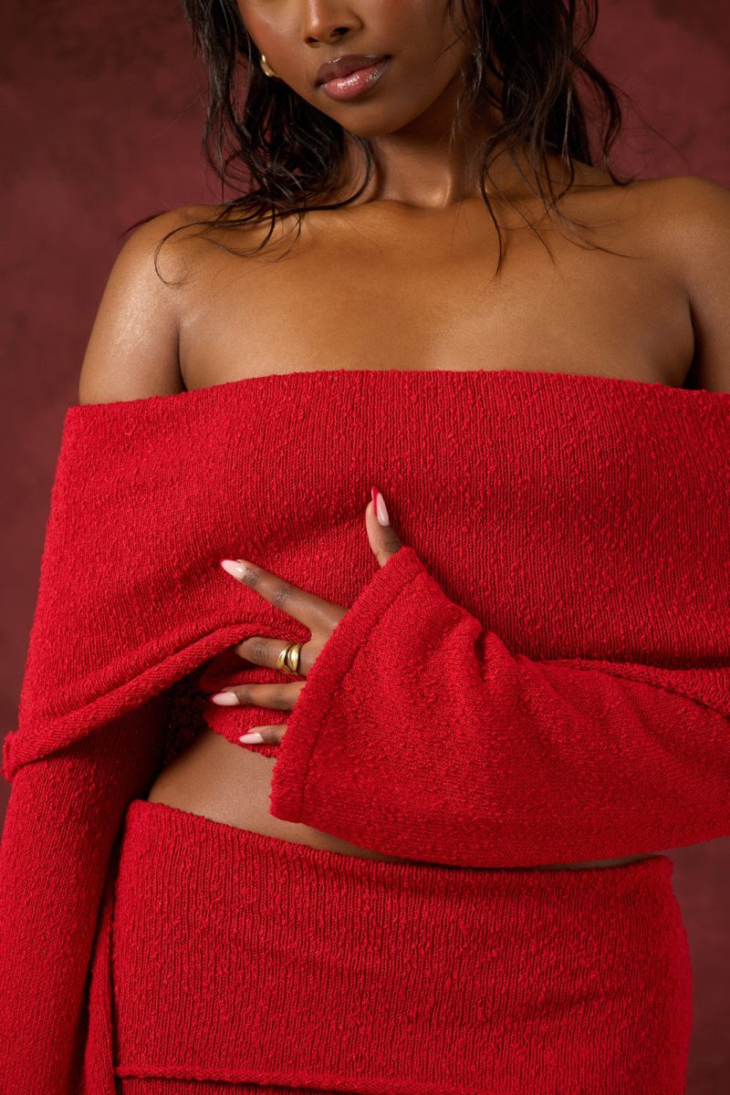 YASMIN BOUCLE KNIT CO-ORD | RED - Image 9