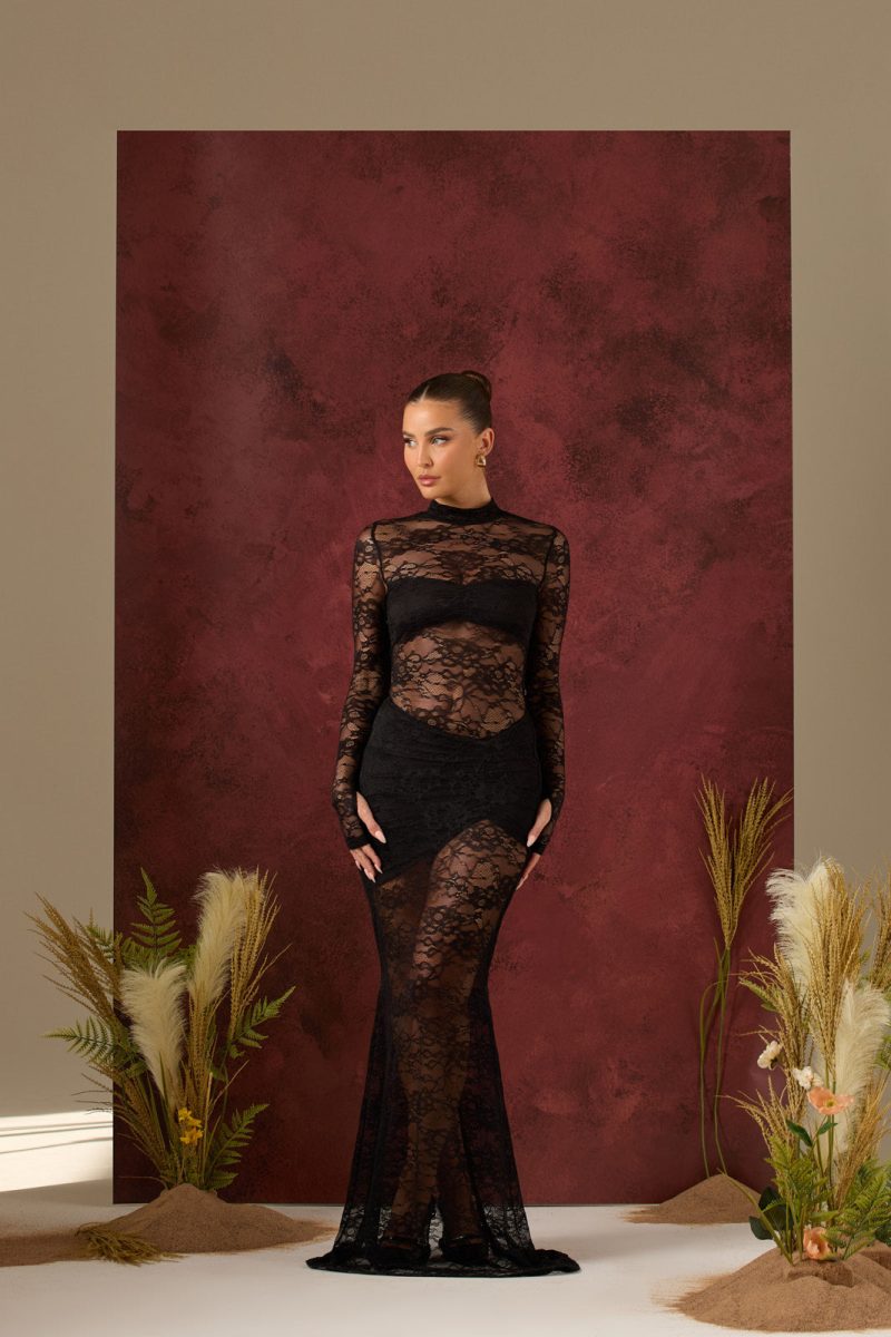 BRITNEY LACE MAXI SKIRT | BLACK - Image 4