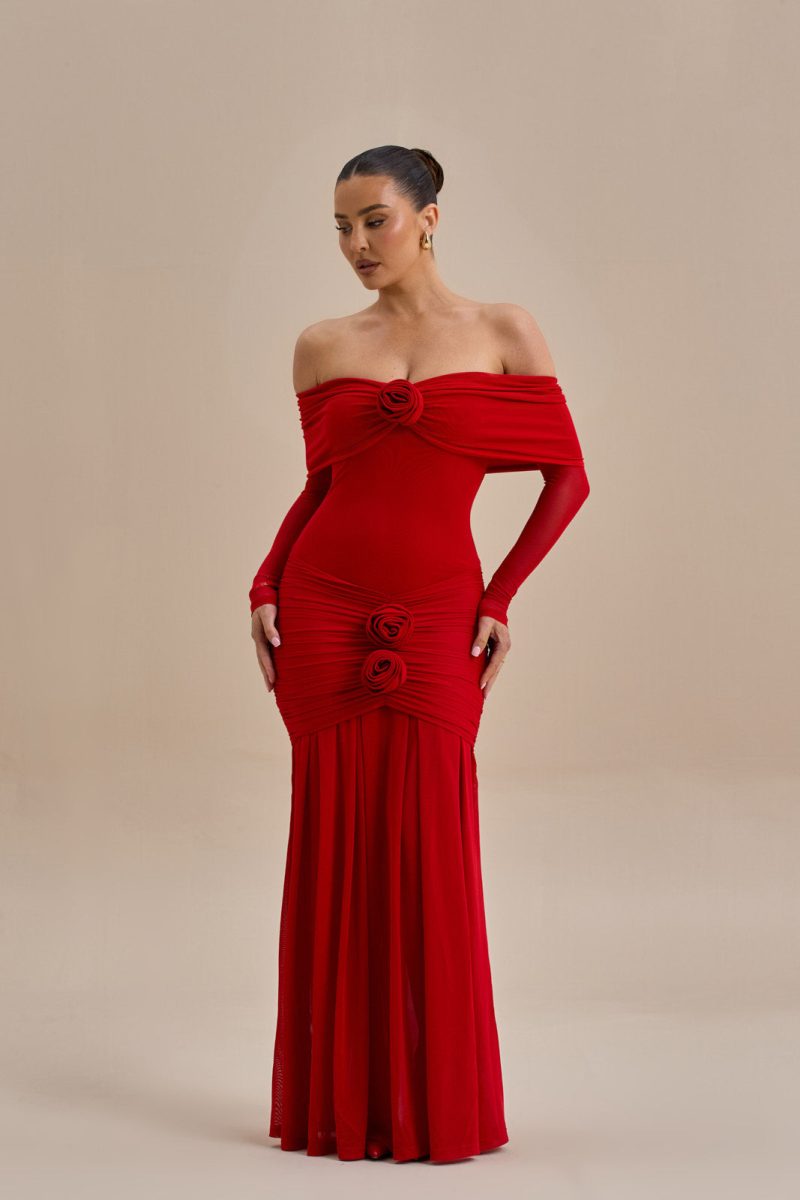 VIVIENNE BARDOT MAXI DRESS | RED - Image 8