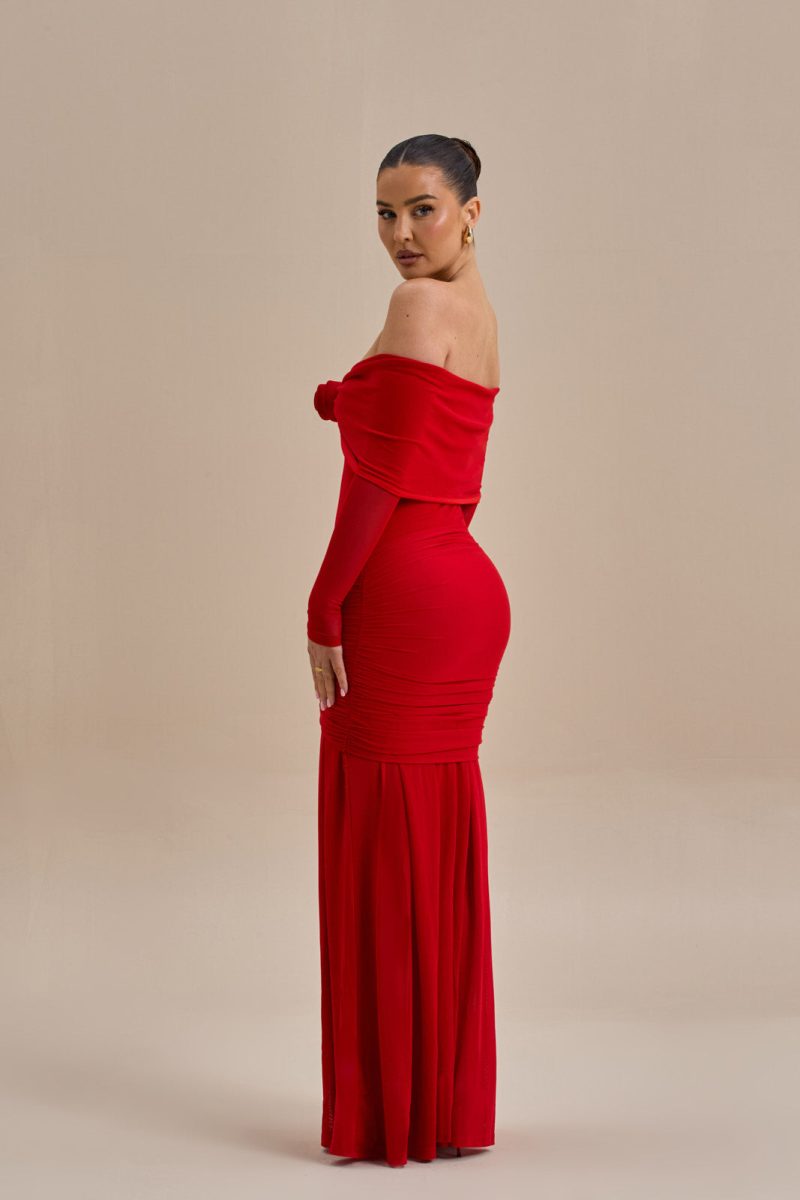 VIVIENNE BARDOT MAXI DRESS | RED - Image 3