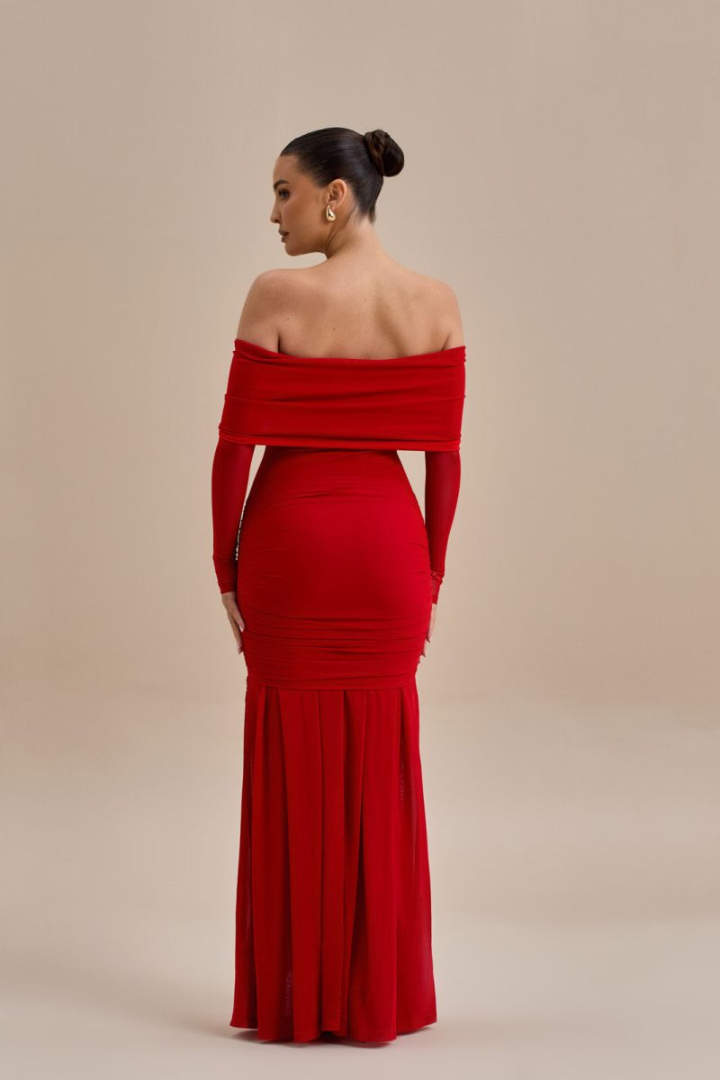 VIVIENNE BARDOT MAXI DRESS | RED - Image 9