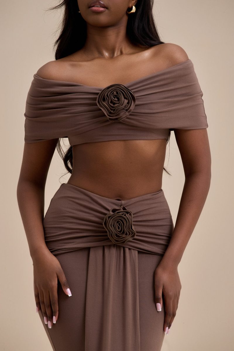 BELLE BARDOT CROP TOP | CHOC - Image 2