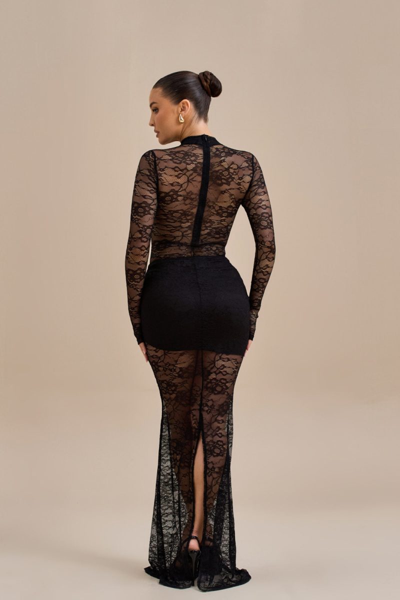 BRITNEY LACE MAXI SKIRT | BLACK - Image 2