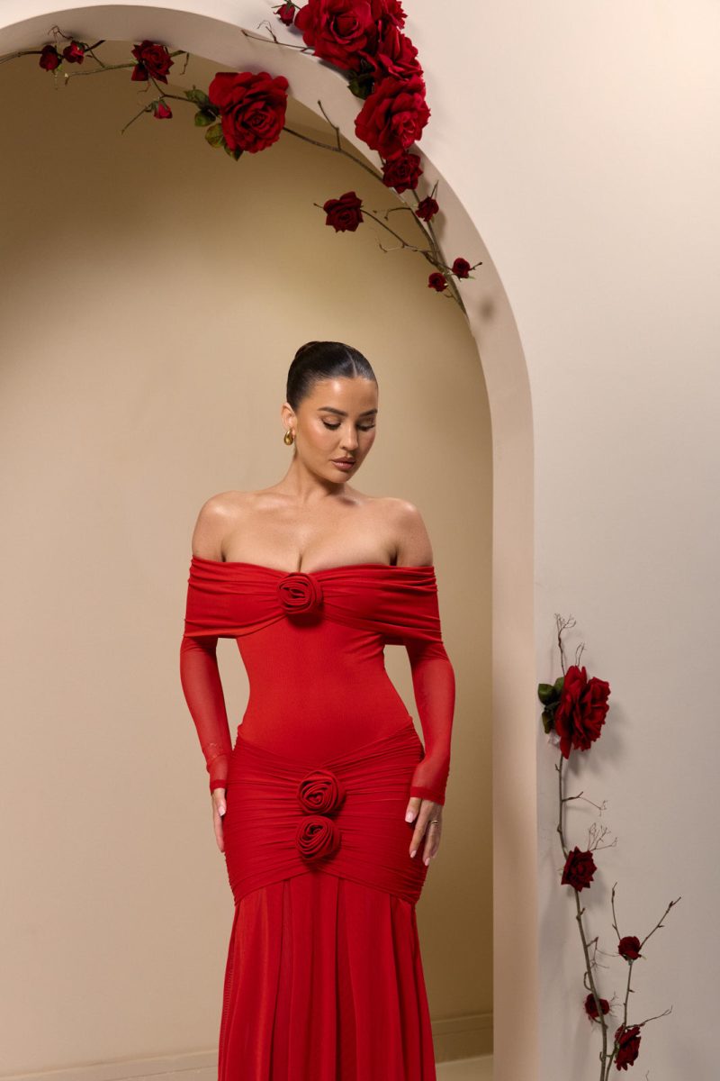 VIVIENNE BARDOT MAXI DRESS | RED - Image 5
