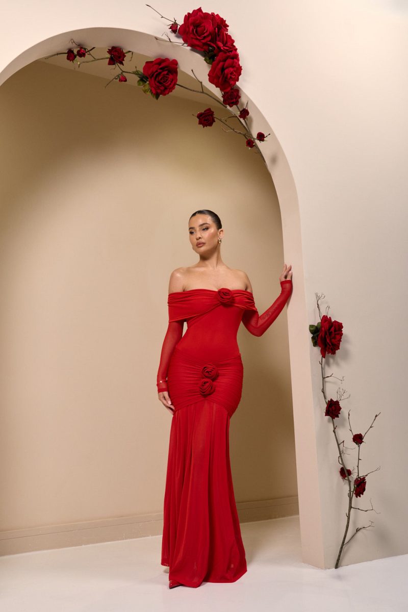 VIVIENNE BARDOT MAXI DRESS | RED - Image 6