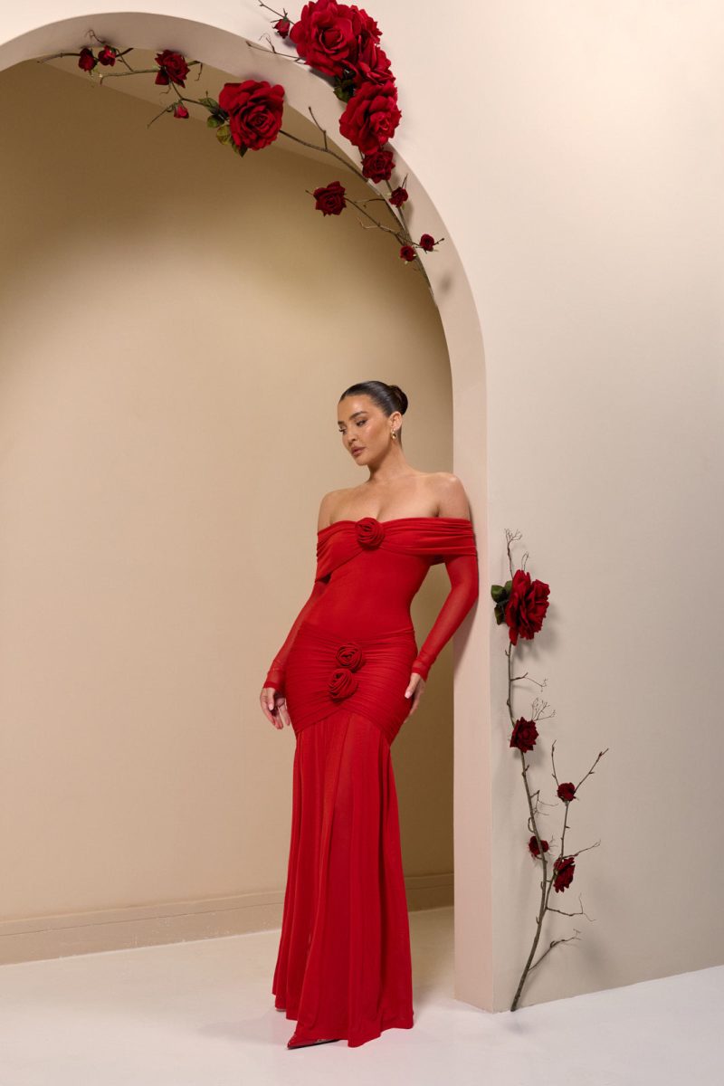 VIVIENNE BARDOT MAXI DRESS | RED - Image 4