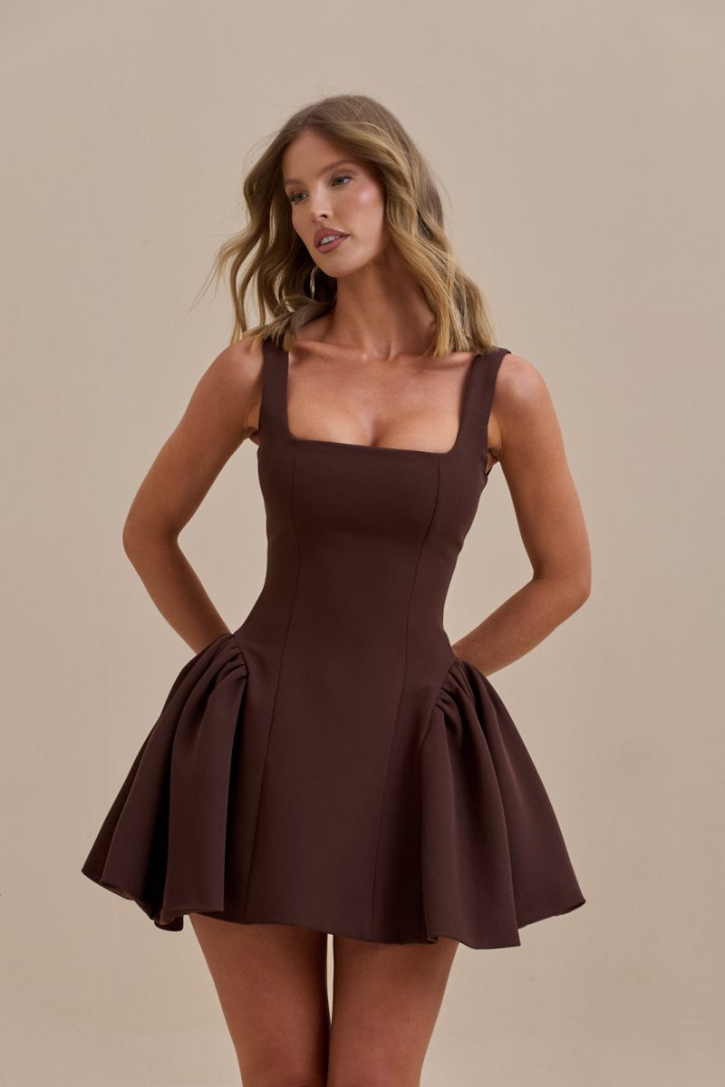 SABRINA MINI DRESS | CHOCOLATE - Image 6